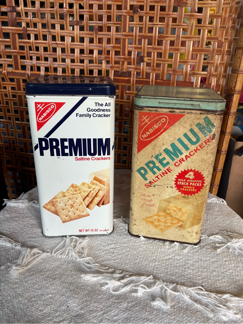 Nabisco Premium Saltine Crackers Tin - White, Tan, and Blue